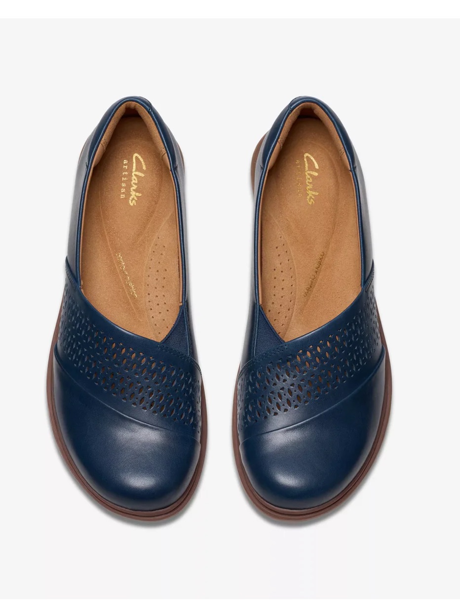Clarks Certina Edge Leather Women's Navy Slip-On Loafers